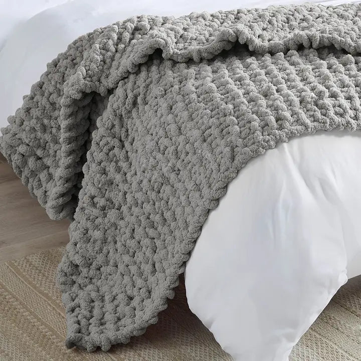 Handmade Chenille Chunky Knit Throw 50x60"