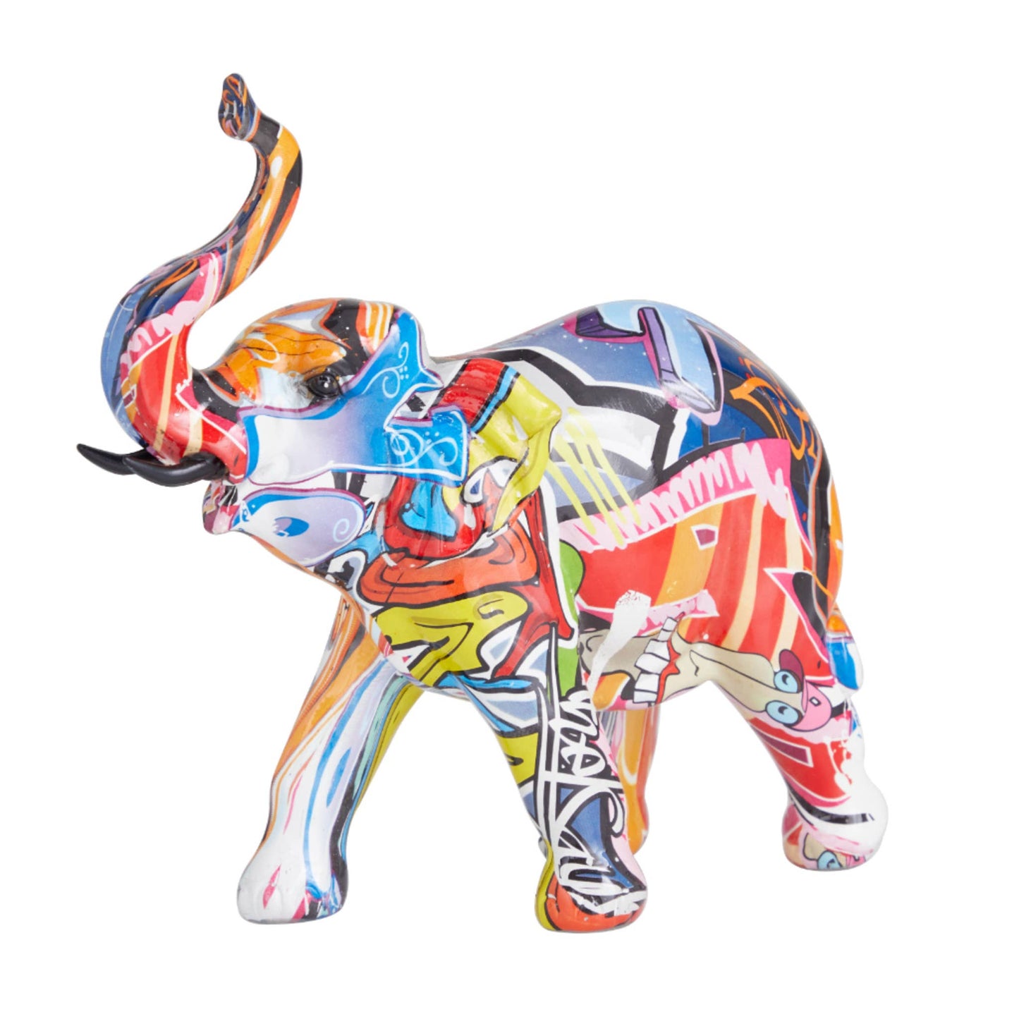 POLYSTONE MULTICOLOR ELEPHANT 13"W, 8"H