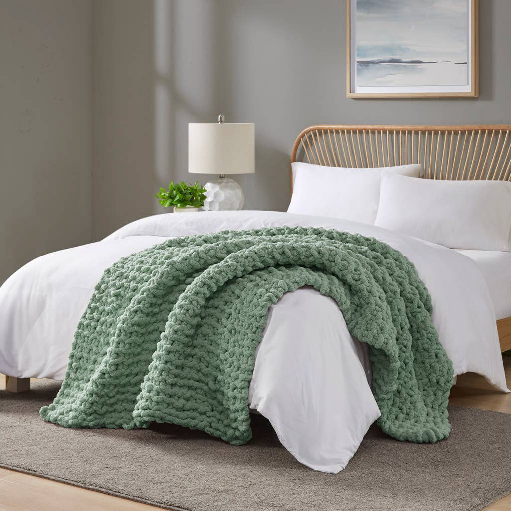 Handmade Chenille Chunky Knit Throw 50x60"