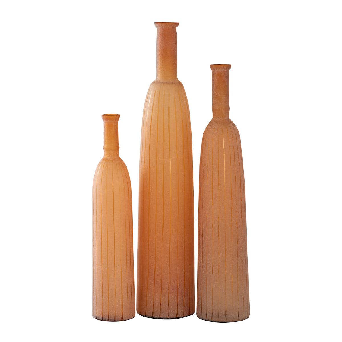 Set of 3 Georgia Orange Glass Vases