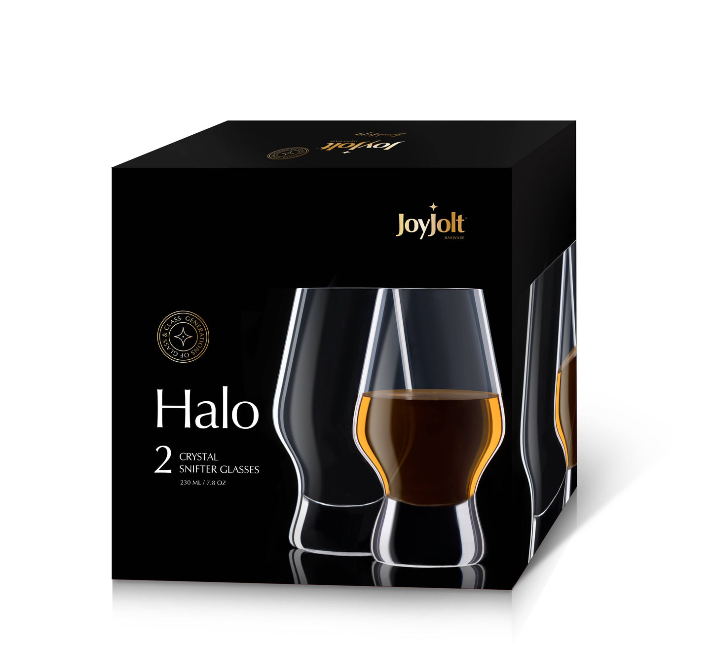 Halo Crystal Whiskey Glasses, Set of 2