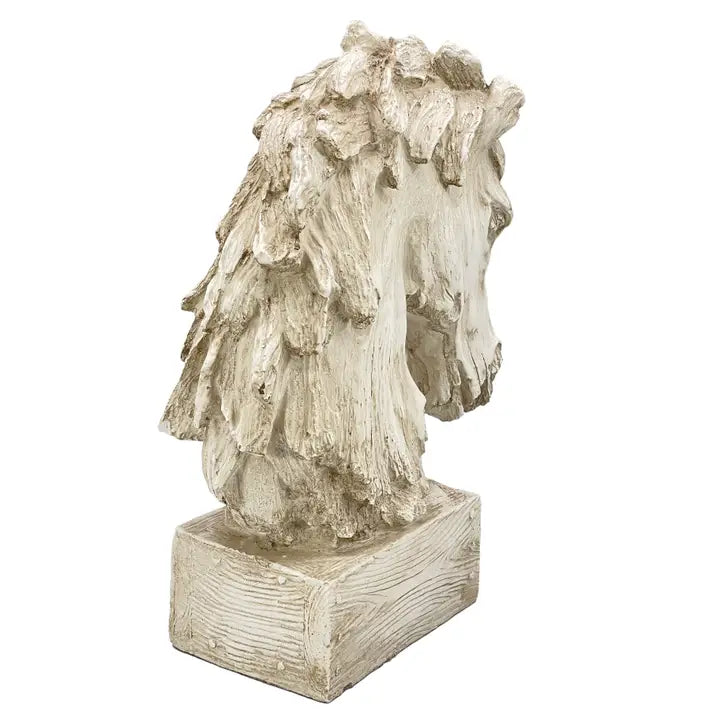 18" Horsehead Wood-Like Carving Statue Centerpiece