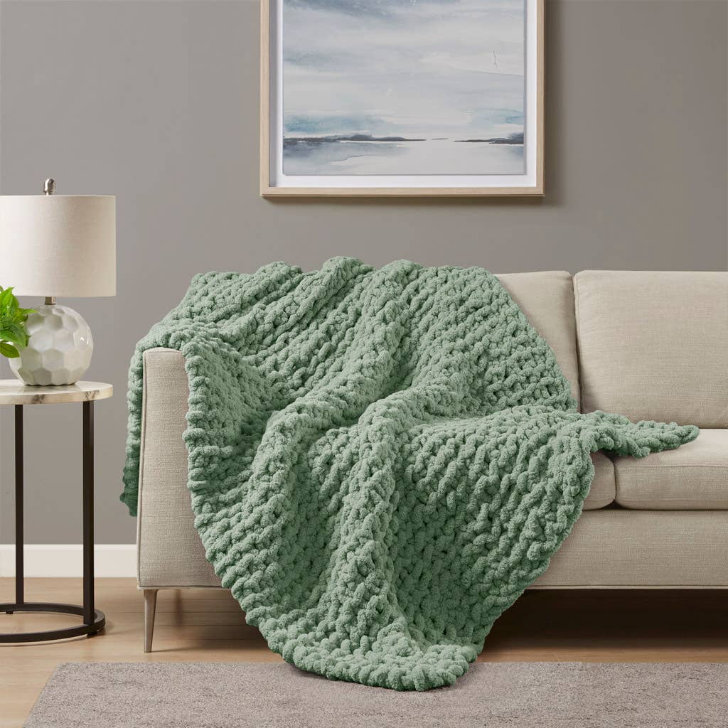 Handmade Chenille Chunky Knit Throw 50x60"