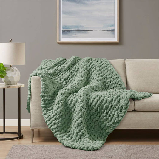 Handmade Chenille Chunky Knit Throw 50x60"