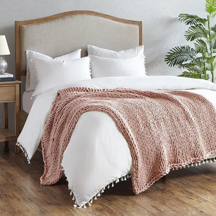Handmade Chenille Chunky Knit Throw 50x60"
