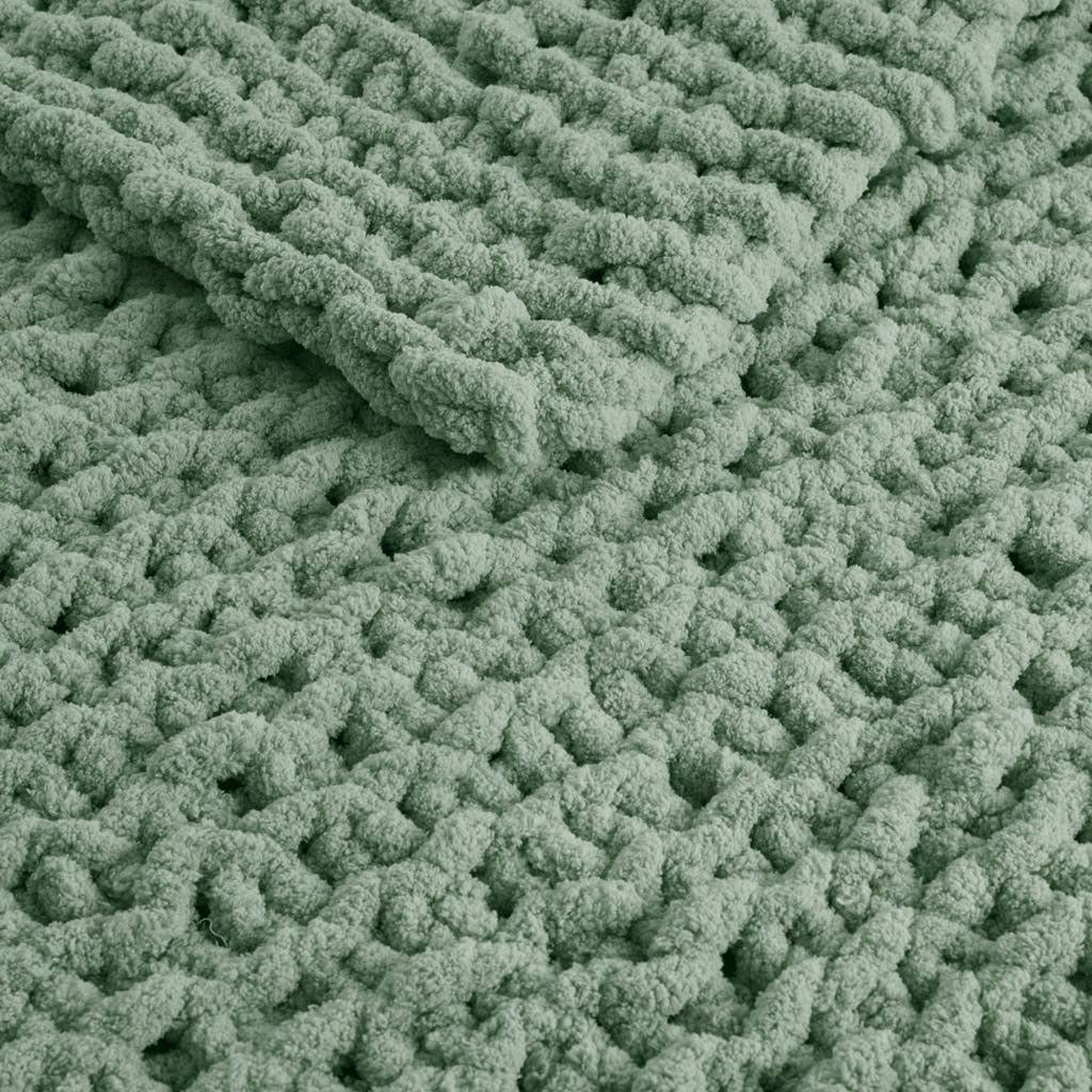 Handmade Chenille Chunky Knit Throw 50x60"