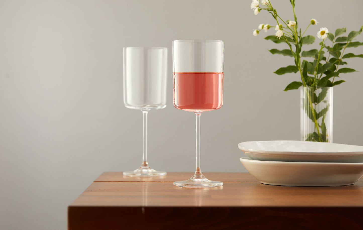Claire Crystal Stemmed White Wine Glasses
