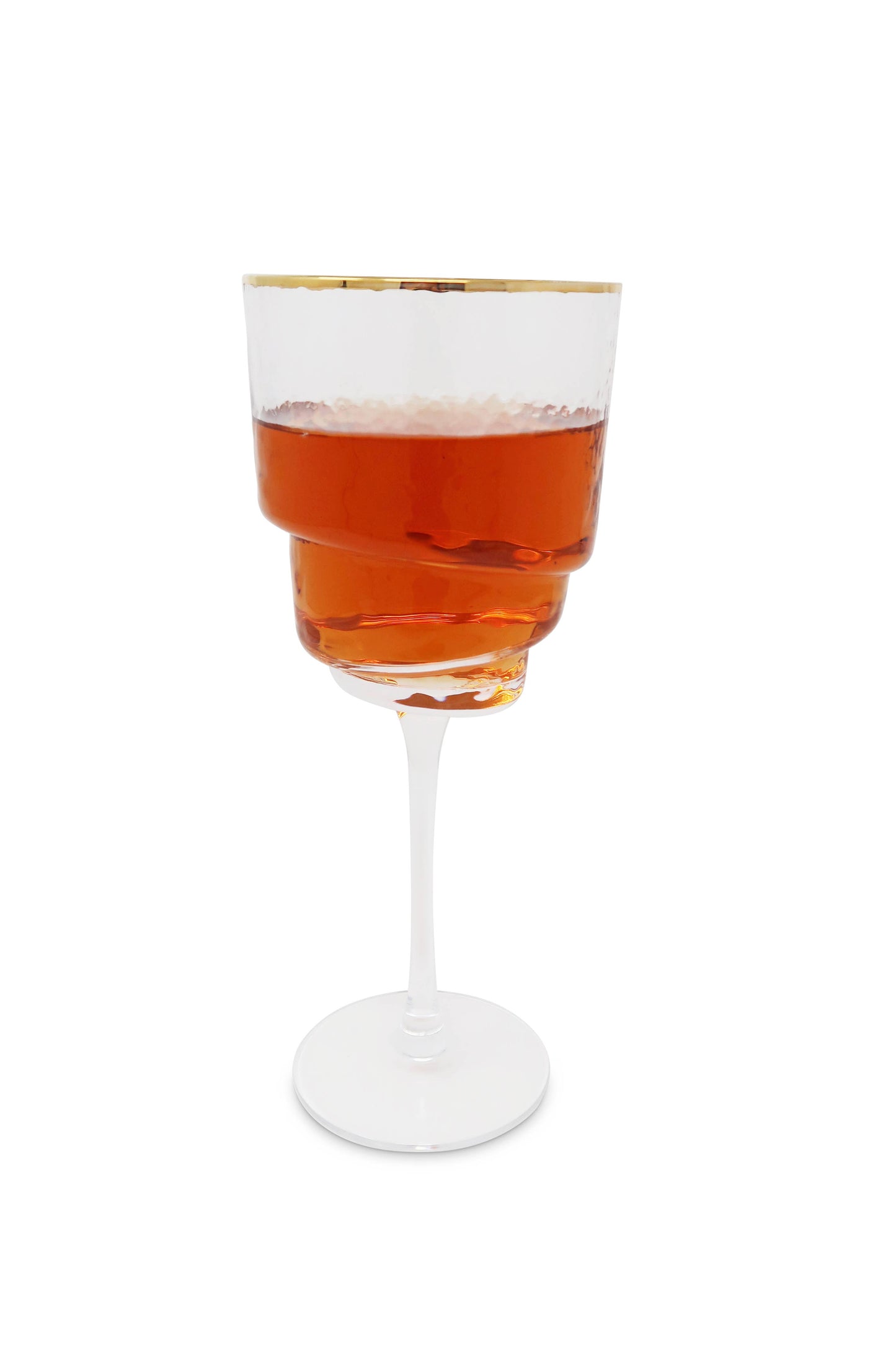 Set of 6 Designed Bottom Glasses with Gold Rim