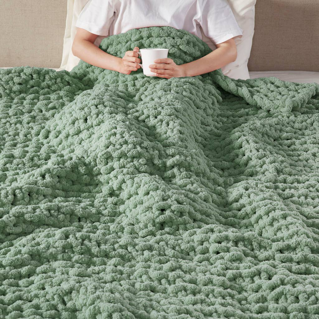 Handmade Chenille Chunky Knit Throw 50x60"
