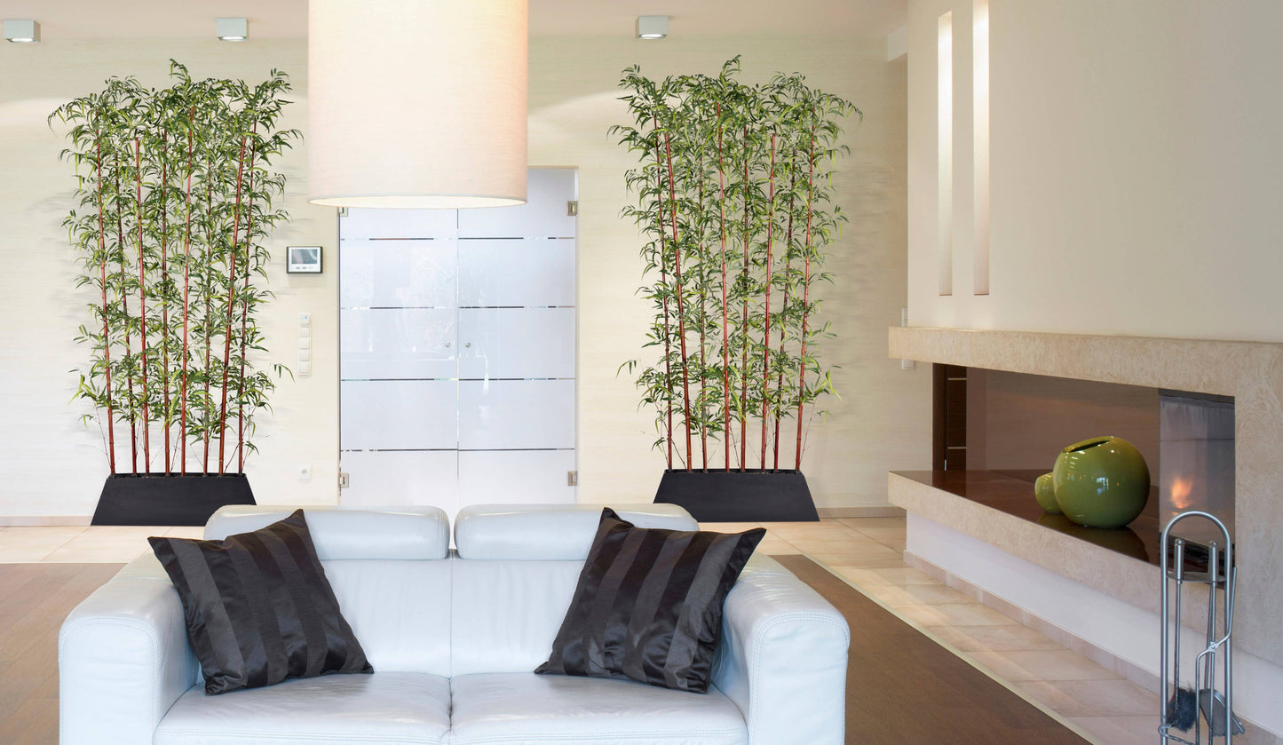 96" Tall Burgundy Bamboo Screen in Pot - KD