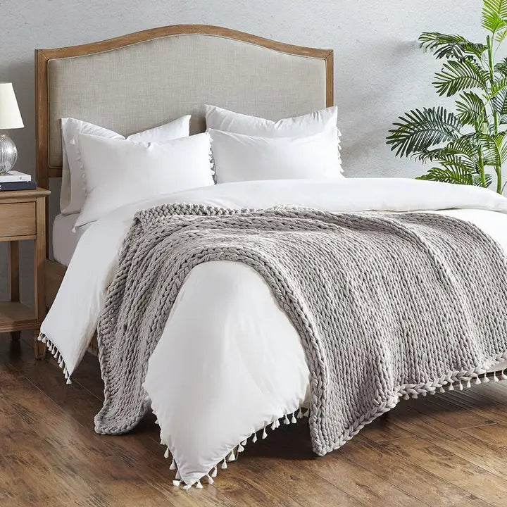 Handmade Chenille Chunky Knit Throw 50x60"