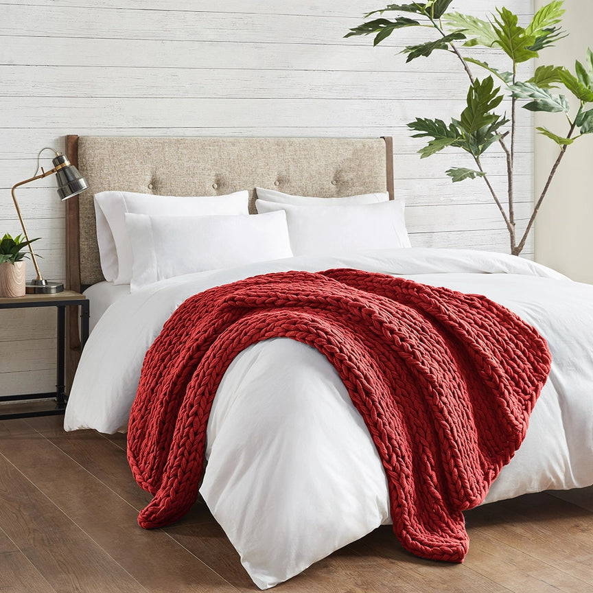 Handmade Chenille Chunky Knit Throw 50x60"