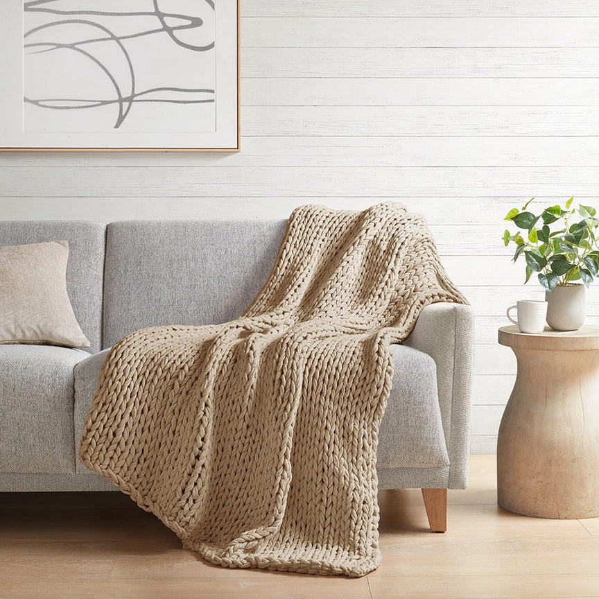 Handmade Chenille Chunky Knit Throw 50x60"